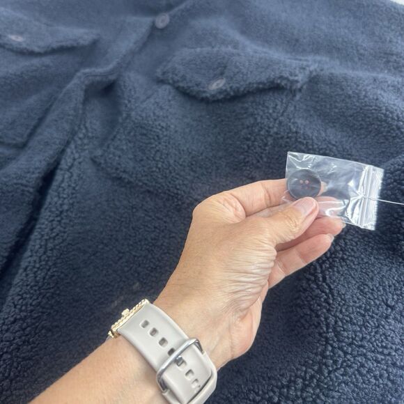 Good American 90's Contour Faux Shearling Jacket Oversized Midnight Blue 4xl 7/8 - Picture 8 of 12